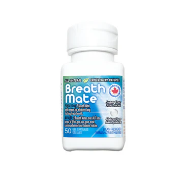 A single pill pop-top bottle of Breath Mate